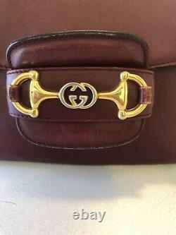 Gucci 1955 Horsebit Shoulder Bag Vintage 1980's Red Leather One Owner Authentic