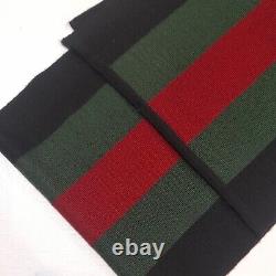 Gucci Black Red Green Vintage Stripe Scarf