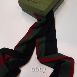 Gucci Black Red Green Vintage Stripe Scarf