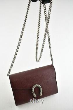 Gucci Dionysus Vintage Bordeaux Red Leather Silver Wallet On Chain Crossbody Bag