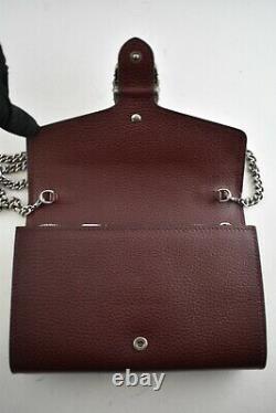 Gucci Dionysus Vintage Bordeaux Red Leather Silver Wallet On Chain Crossbody Bag