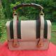 Gucci Vintage Beige Leather With Green And Red Web Stripe Lunch Box Handbag