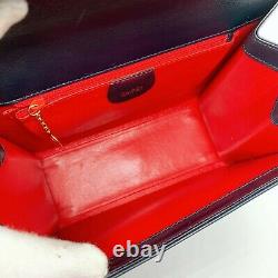 Gucci Vintage Kelly Bag 2 way black red shoulder strap gold hardware- 00604