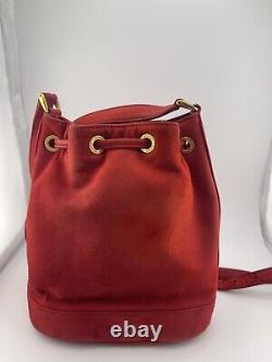 Gucci Vintage Red Suede Horsebit Bucket Bag