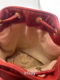 Gucci Vintage Red Suede Horsebit Bucket Bag