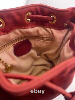 Gucci Vintage Red Suede Horsebit Bucket Bag