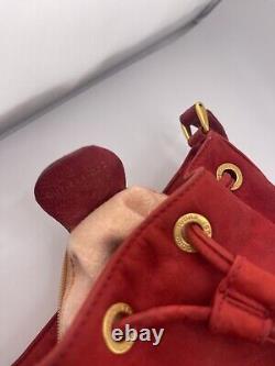 Gucci Vintage Red Suede Horsebit Bucket Bag