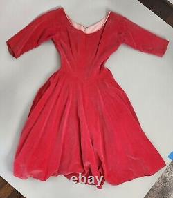 HANDMADE VINTAGE Off Shoulder Light Red Dress Calf Length Classy Cottagecore S