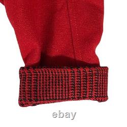 HERMAN KAY Wool Blend Coat Vintage Red Zip Front Removable Hood Pockets Sz S