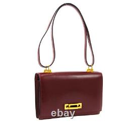 HERMES 1973's Vintage Shoulder Bag Bordeaux Box Calf Leather Authentic O03082