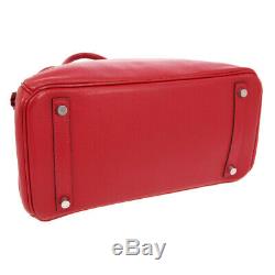 HERMES BIRKIN 30 Hand Bag M 54 E Purse Red Veau Swift Vintage France RK14223a