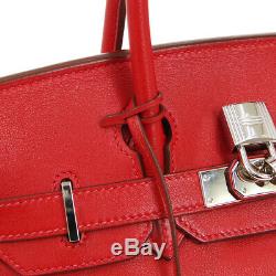 HERMES BIRKIN 30 Hand Bag M 54 E Purse Red Veau Swift Vintage France RK14223a
