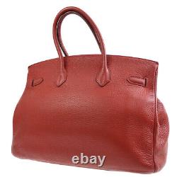 HERMES BIRKIN 35 Hand Bag 1014I Purse Red Fjord Leather vintage 41126