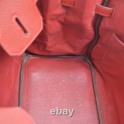 HERMES BIRKIN 35 Hand Bag 1014I Purse Red Fjord Leather vintage 41126