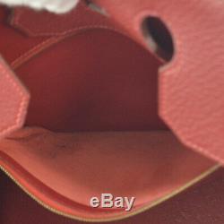 HERMES BIRKIN 35 Hand Bag Purse Red Traurillon Clemence Y 4X Vintage AK37188