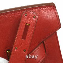 HERMES BIRKIN 35 Hand Bag Red Veau Swift France Vintage AK38130b
