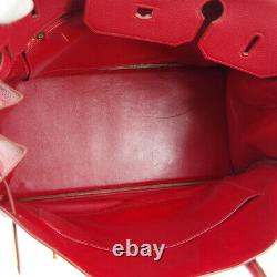HERMES BIRKIN 40 Hand Bag X 11 Purse Red Vacette Crispee Fjord Vintage 01023