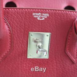 HERMES Birkin 30 Hand Tote Bag Red Togo Leather Vintage France Authentic #Z55 M
