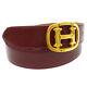 Hermes Buckle Belt Bordeaux Leather France Vintage #85 Authentic A43814g