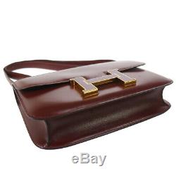 HERMES CONSTANCE 23 Shoulder Bag L Purse Burgundy Box Calf Vintage K08789