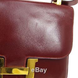 HERMES CONSTANCE Shoulder Bag J M X Purse Bordeaux Box Calf Vintage Auth A47507