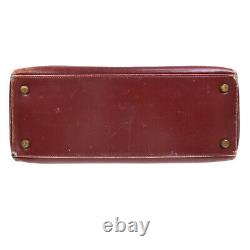 HERMES KELLY 28 RETOURNE Hand Bag Purse H Bordeaux Box Calf Vintage 32332