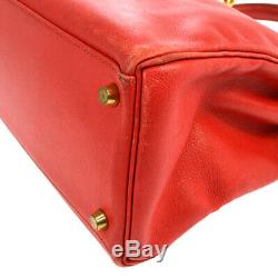HERMES KELLY 32 RETOURNE Hand Bag Red Veau Gulliver Z Vintage NR14571