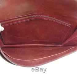 HERMES Liddy 2way Clutch Shoulder Bag Purse Burgundy Box Calf I O02894