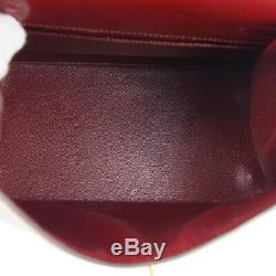 HERMES MINI KELLY Shoulder Bag O Z Purse Bordeaux Box Calf Vintage Auth K08697