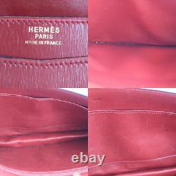 HERMES Shoulder Bag Red Leather Vintage France Circle N 1984 Authentic #Z872 W
