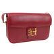 Hermes Sologne Shoulder Bag P M X Purse Red Box Calf Vintage France Jt09312