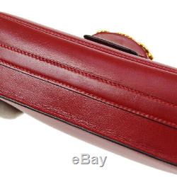HERMES Sologne Shoulder Bag P M X Purse Red Box Calf Vintage France JT09312