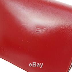 HERMES Sologne Shoulder Bag P M X Purse Red Box Calf Vintage France JT09312