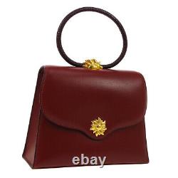HERMES Sun Motif Mini Flap Hand Bag Y 3C Red Box Calf Vintage 01453