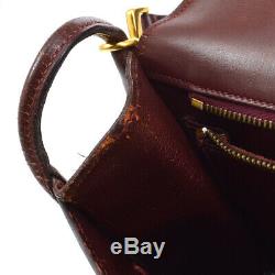HERMES Vintage 1979 Shoulder Bag Purse Bordeaux Box Calf Authentic I JT08943