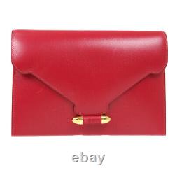 HERMES Vintage Clutch Hand Bag X 25 X Purse Red Box Calf France Authentic 80400