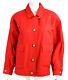 Hermes Vintage Scarlet Red Linen Blend Twill Logo Button-front Jacket M