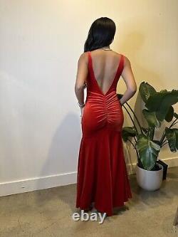Handmade Vintage Red Velvet Bombshell Gown Size Small (Very Stretchy)