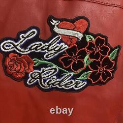 Harley-Davidson Womens Vintage Lady Rider Red Leather Jacket Size Large