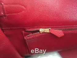 Hermes Birkin, Vintage 40cm Rouge with Gold Hardware in Courchevel Leather