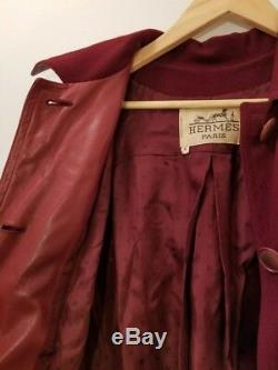 Hermes Rare Vintage Womens Paris Maroon Coat Size S