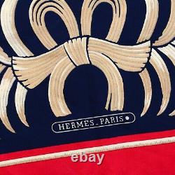 Hermes Tiger Print Scarf Red Gold Black Silk 90 cm Tyger Vintage