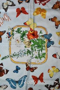Hermes Vintage 1985 Farandole Butterfly Print Silk Scarf Red