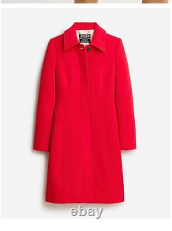 J. Crew $398 Petite Lady Day Topcoat Italian Wool Vintage Holiday Red Sz P6 BM966
