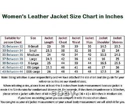 Jacket Leather Size Women Women's Biker Motorcycle Coat Moto Vintage Red 97