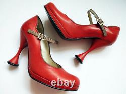 John Fluevog Women's Red Shoes Fluevogs Pumps Vogs Women's High Heels Mary Jane