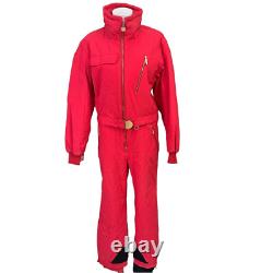 Kaelin Vintage Red Ski Suit 2 Piece Jacket & Jumpsuit Coveralls Womens Sz Large