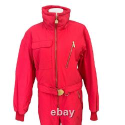 Kaelin Vintage Red Ski Suit 2 Piece Jacket & Jumpsuit Coveralls Womens Sz Large