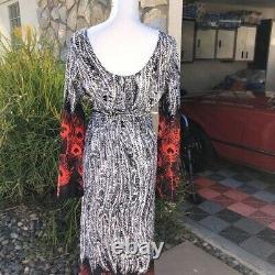 Kamehameha Hawaiian Maxi Dress 14 Womens Vintage Empire Waist Red Black Zip USA