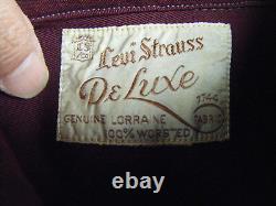 LEVI STRAUSS DE LUXE Vtg 40-50s Burgundy Women Worsted Wool Shirt-Bust 40/M